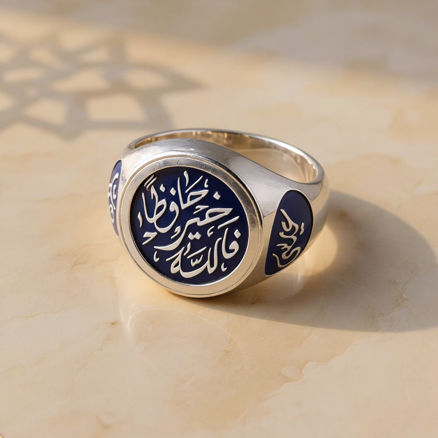 Tri-Custom Calligraphy Enamel Signet Ring