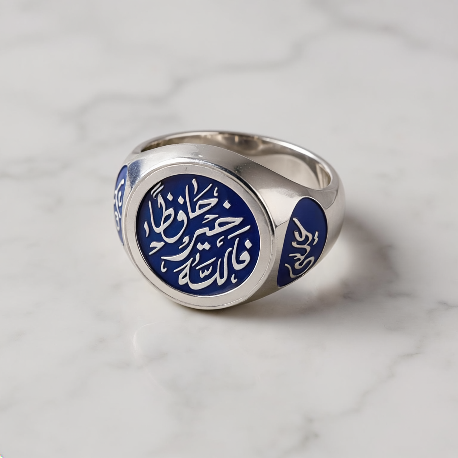 Tri-Custom Calligraphy Enamel Signet Ring