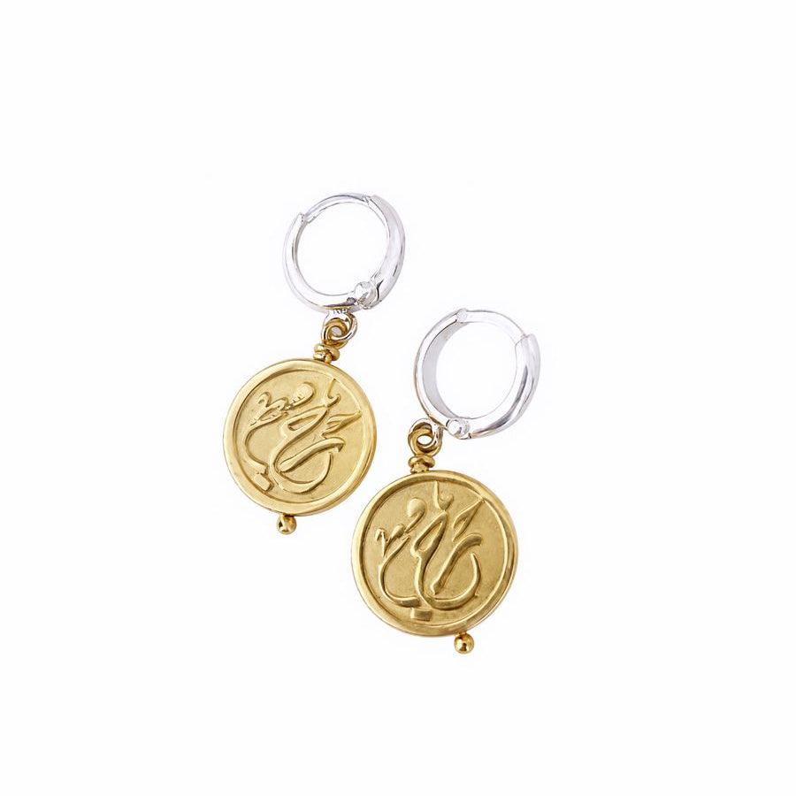 Custom Calligraphy Two-Tone Drop Earrings
