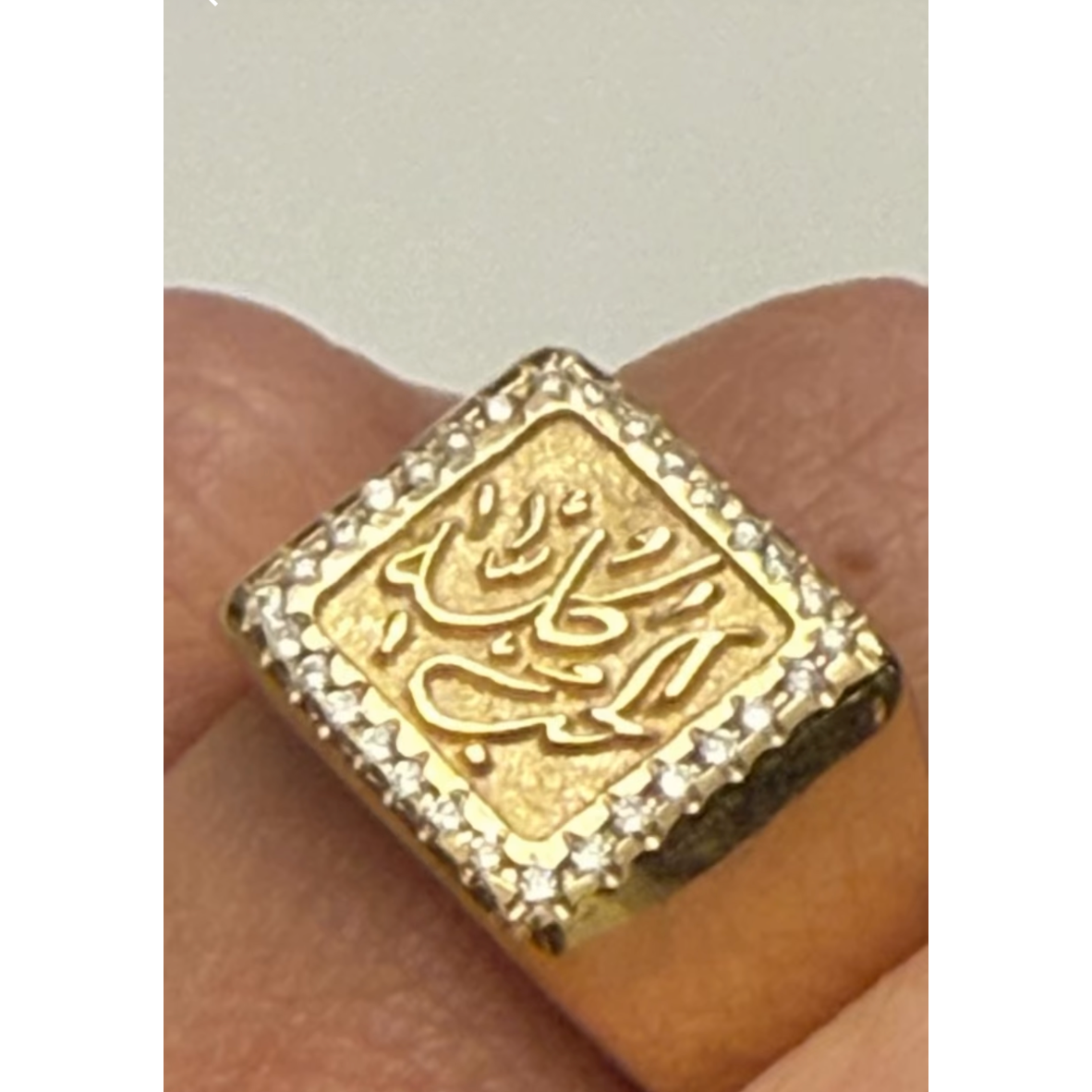 Custom Calligraphy Signet Square Ring With Masonite