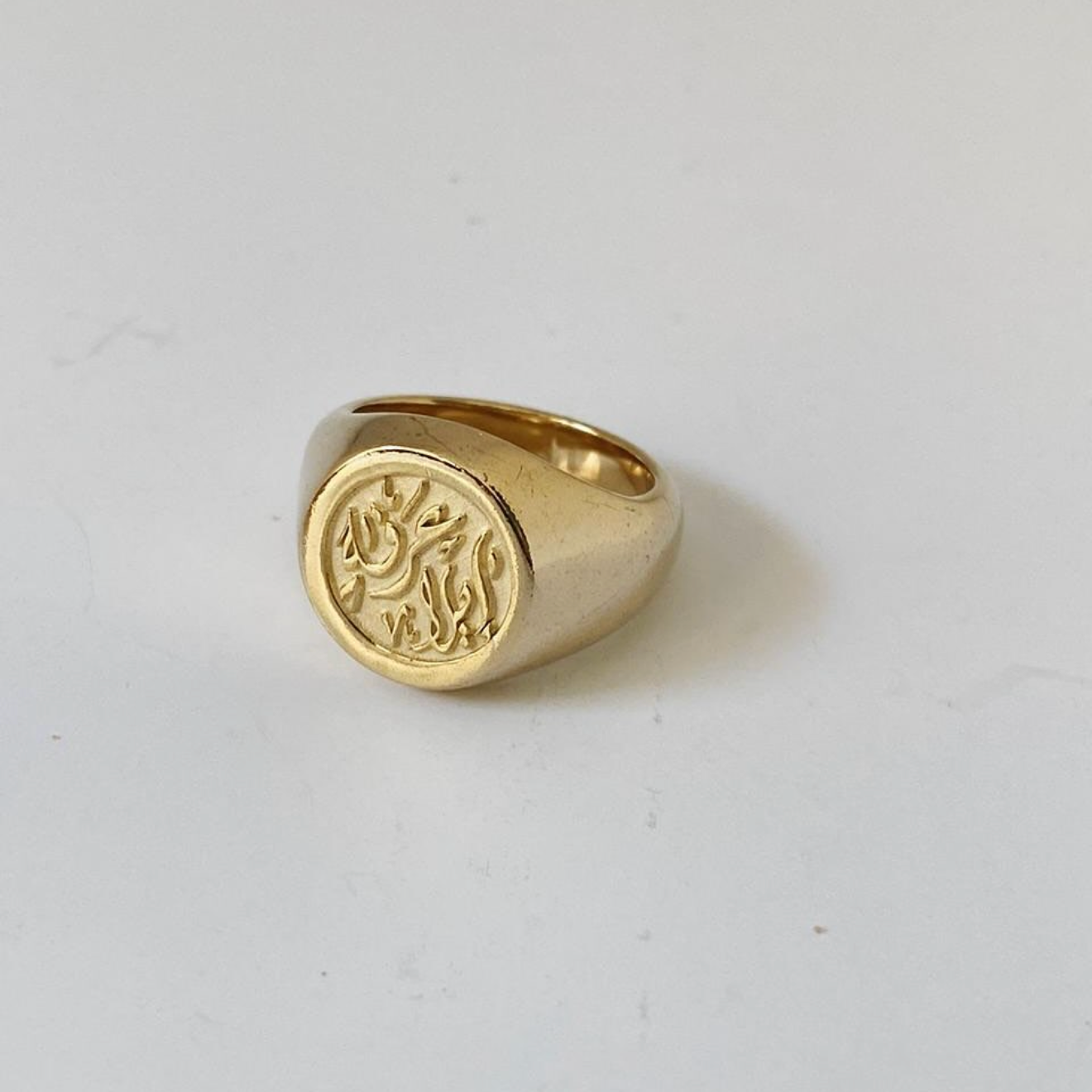 Custom Calligraphy Signet Round Ring