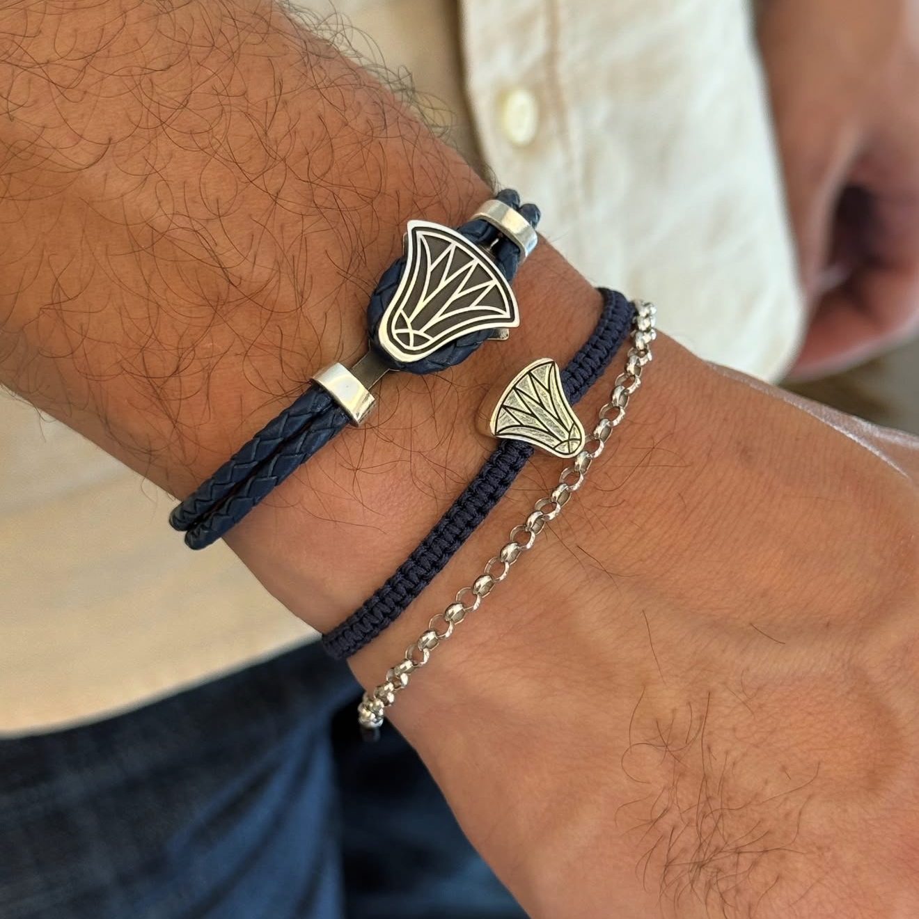 Lotus Bloom Braided Leather Bracelet