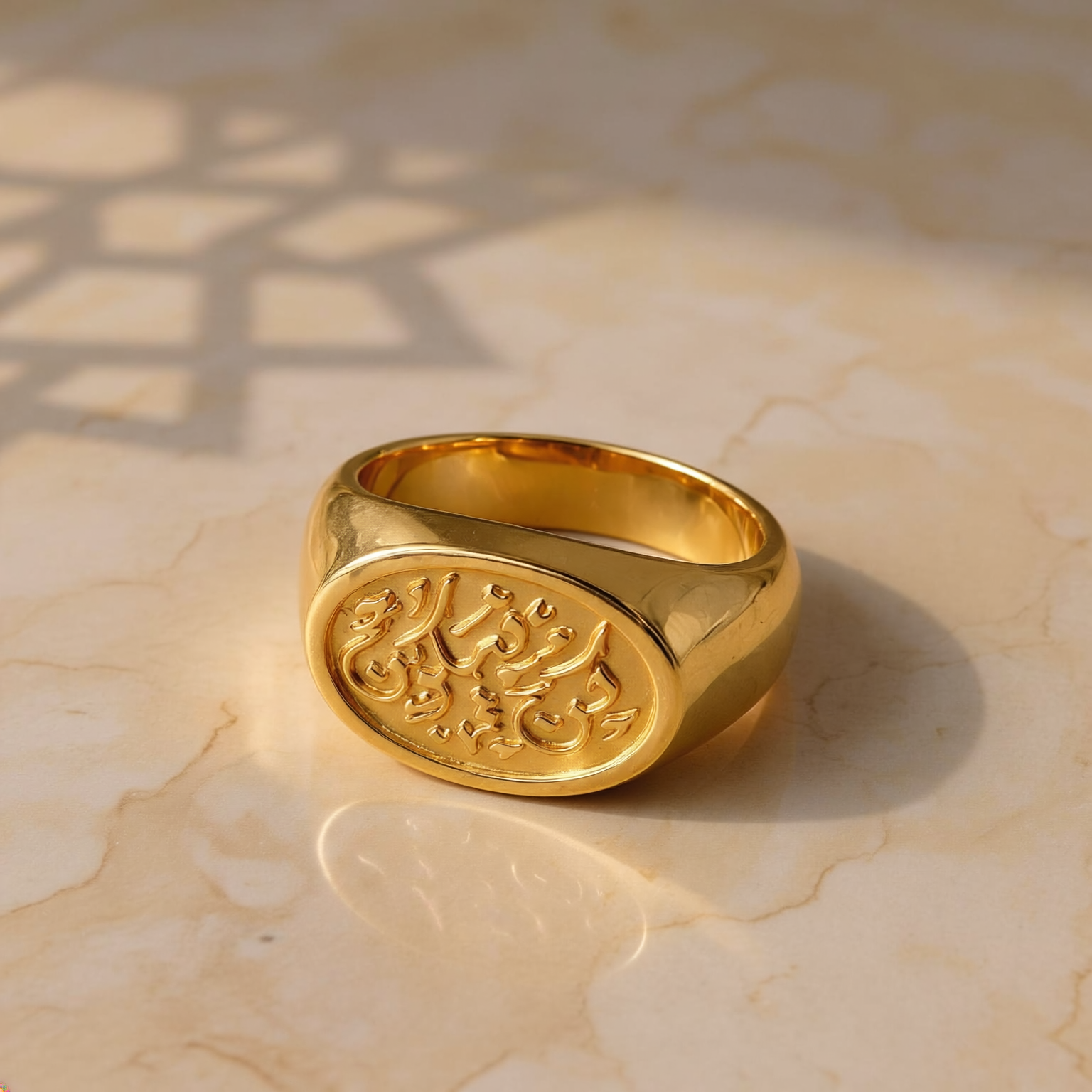 Custom Calligraphy Signet Oval Horizontal Ring