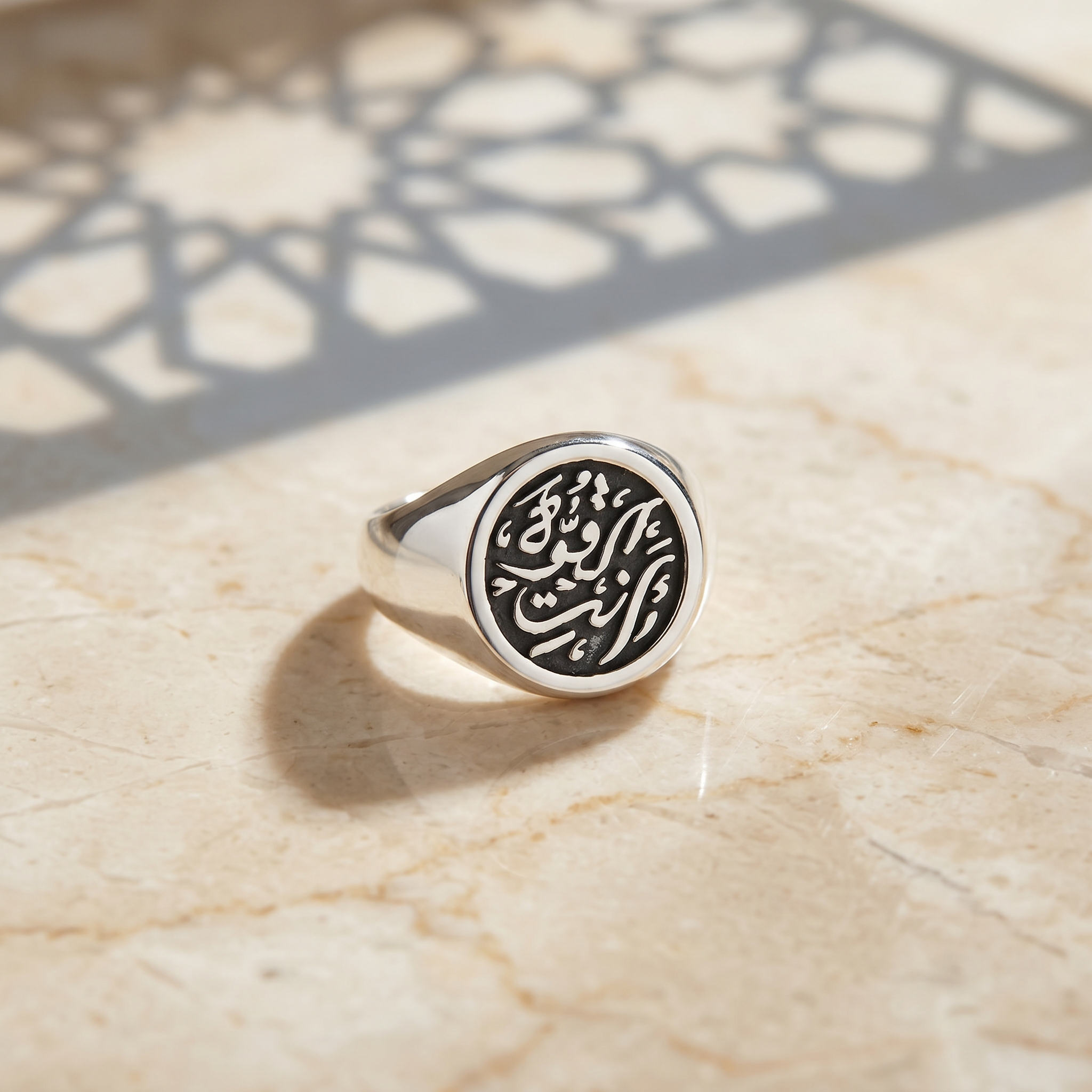 Custom Calligraphy Signet Round Ring