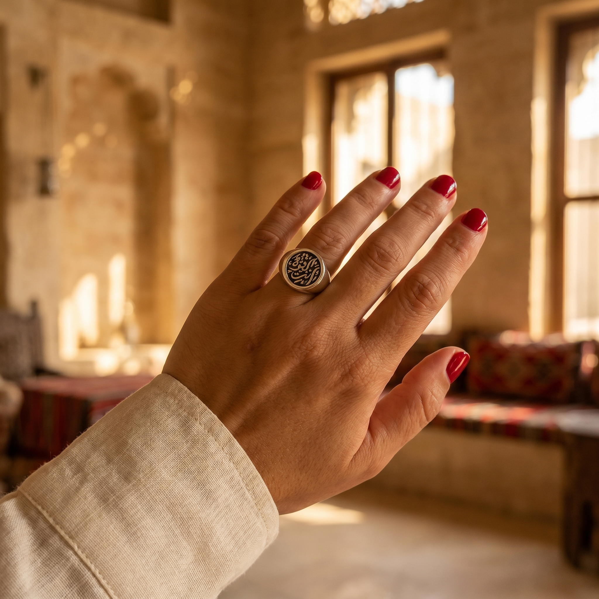 Custom Calligraphy Signet Round Ring
