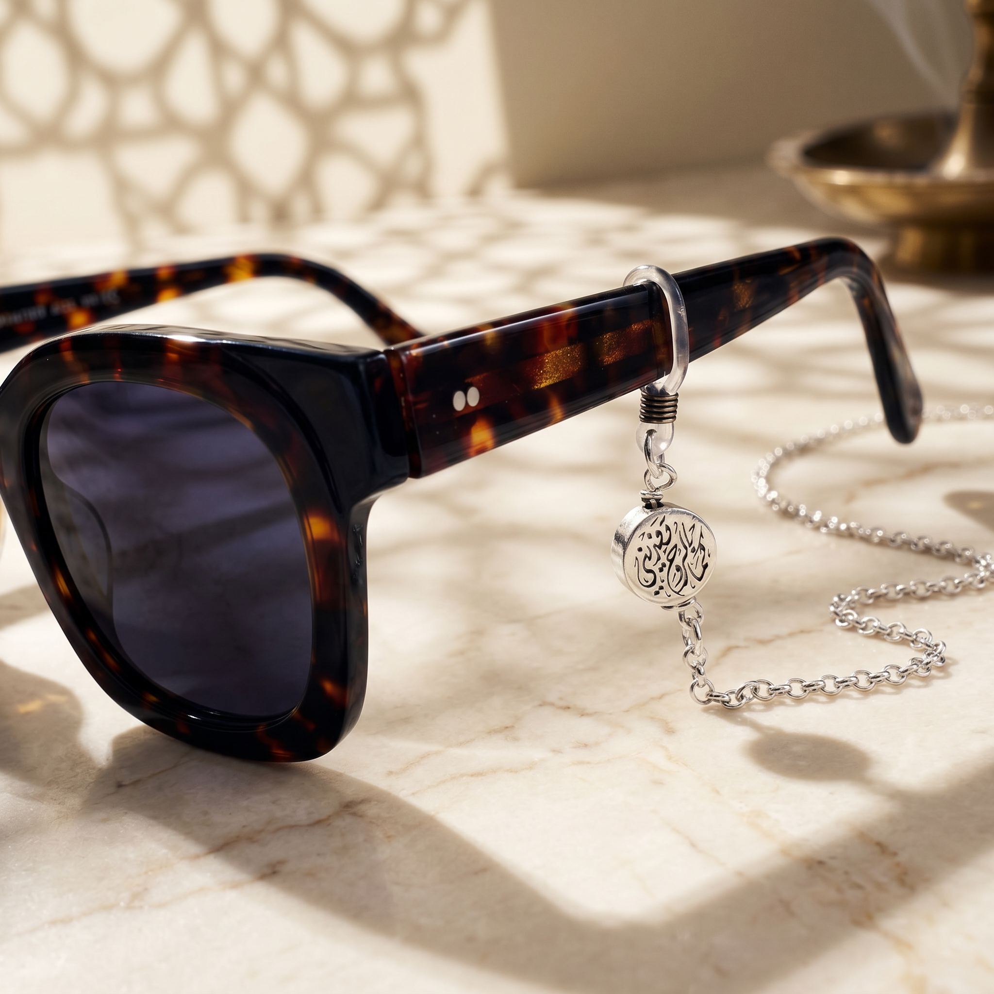 Custom Calligraphy Eyewear Chain - Silver Chain