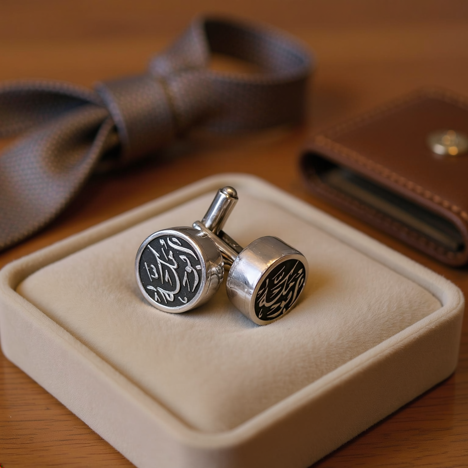 Custom Calligraphy Sterling Silver Cufflinks