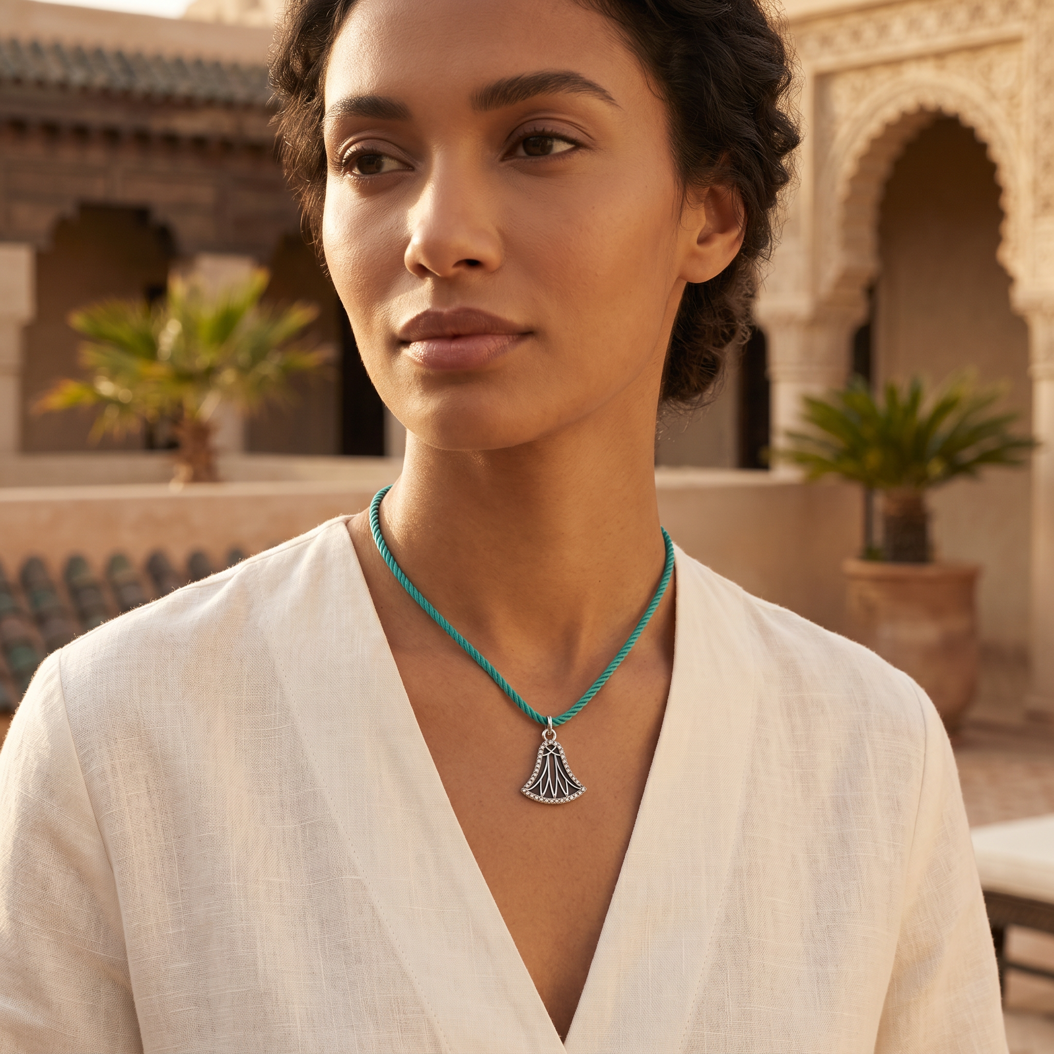Lotus Noir Necklace with Cord