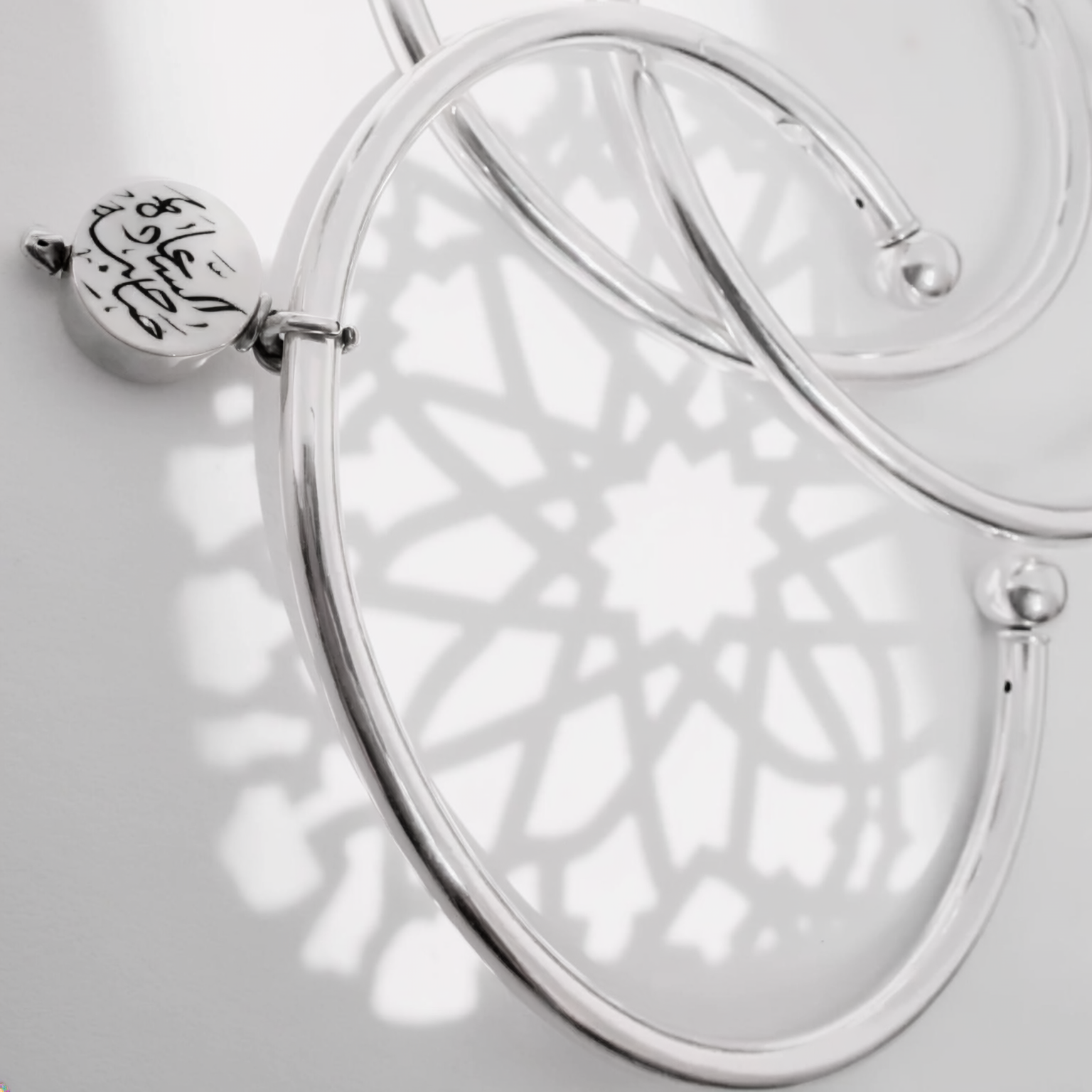 Custom Calligraphy Sterling Silver Torque Bangle