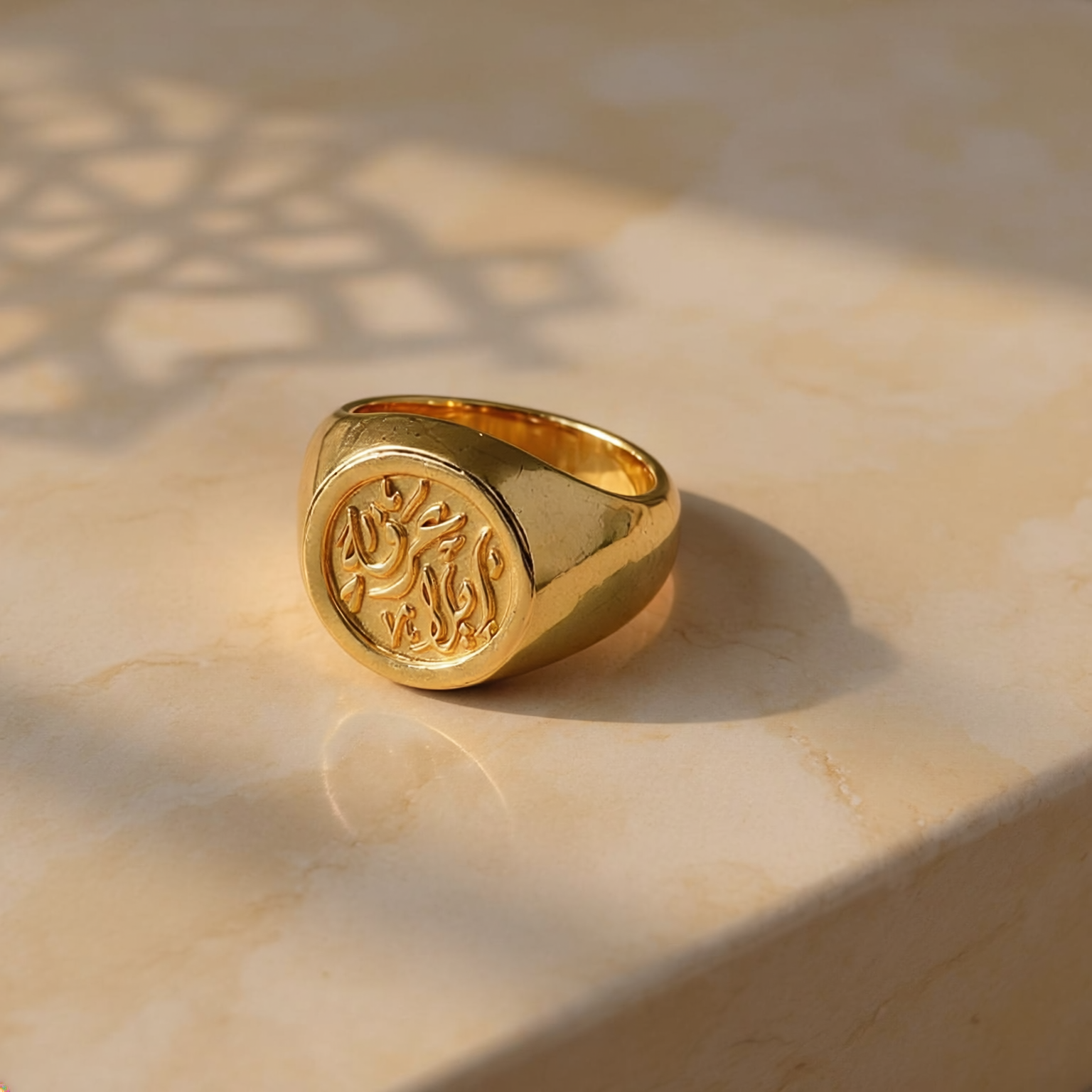 Custom Calligraphy Signet Round Ring