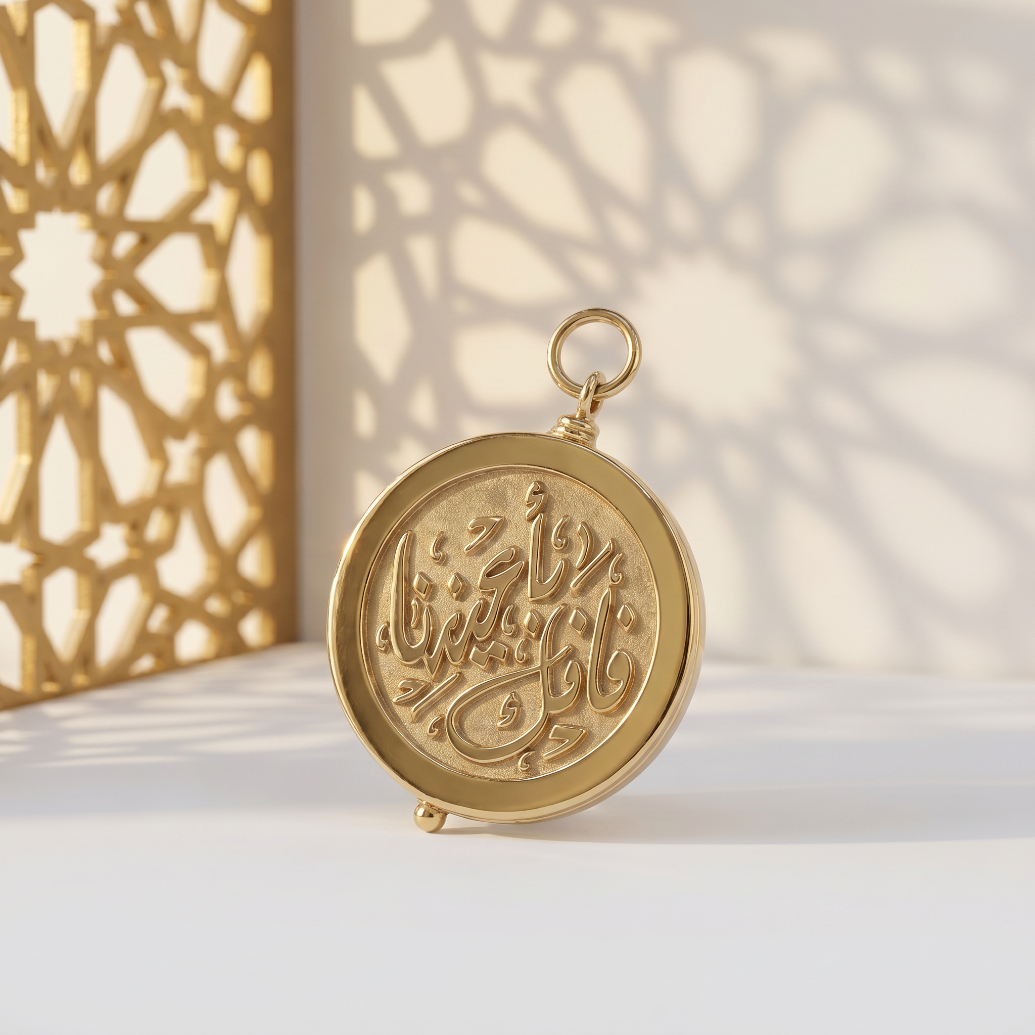 The Reversible 18K Gold Calligraphy Large  Coin Pendant