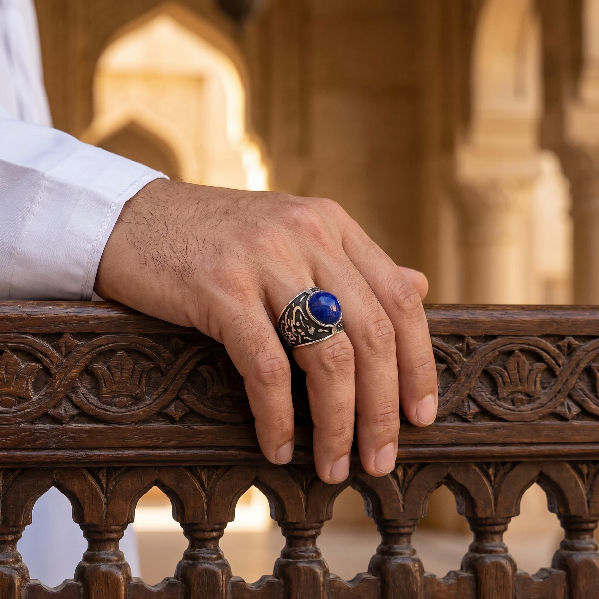 Lapis Lazuli Calligraphy Statement Ring