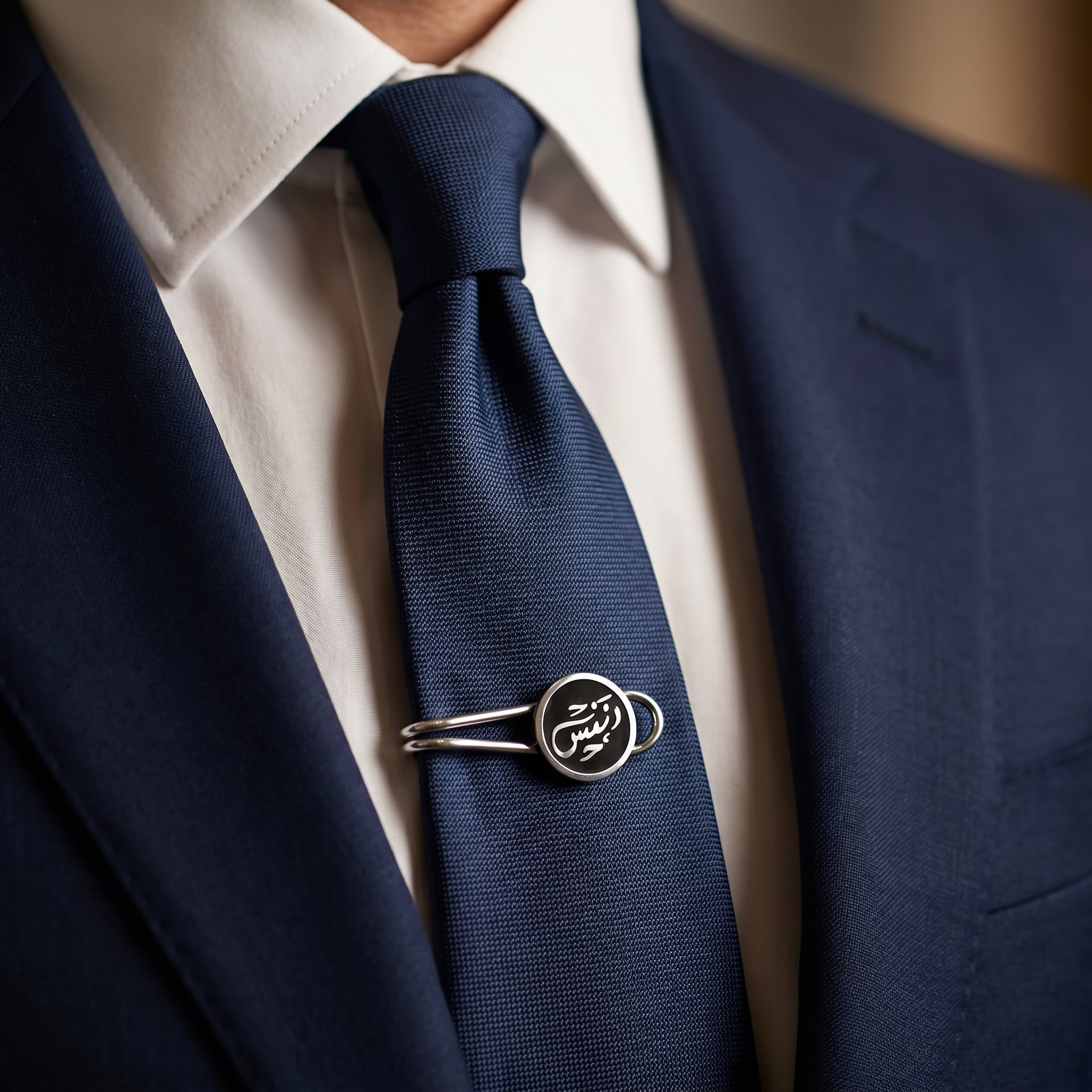 Custom Calligraphy Sterling Silver Tie Tack