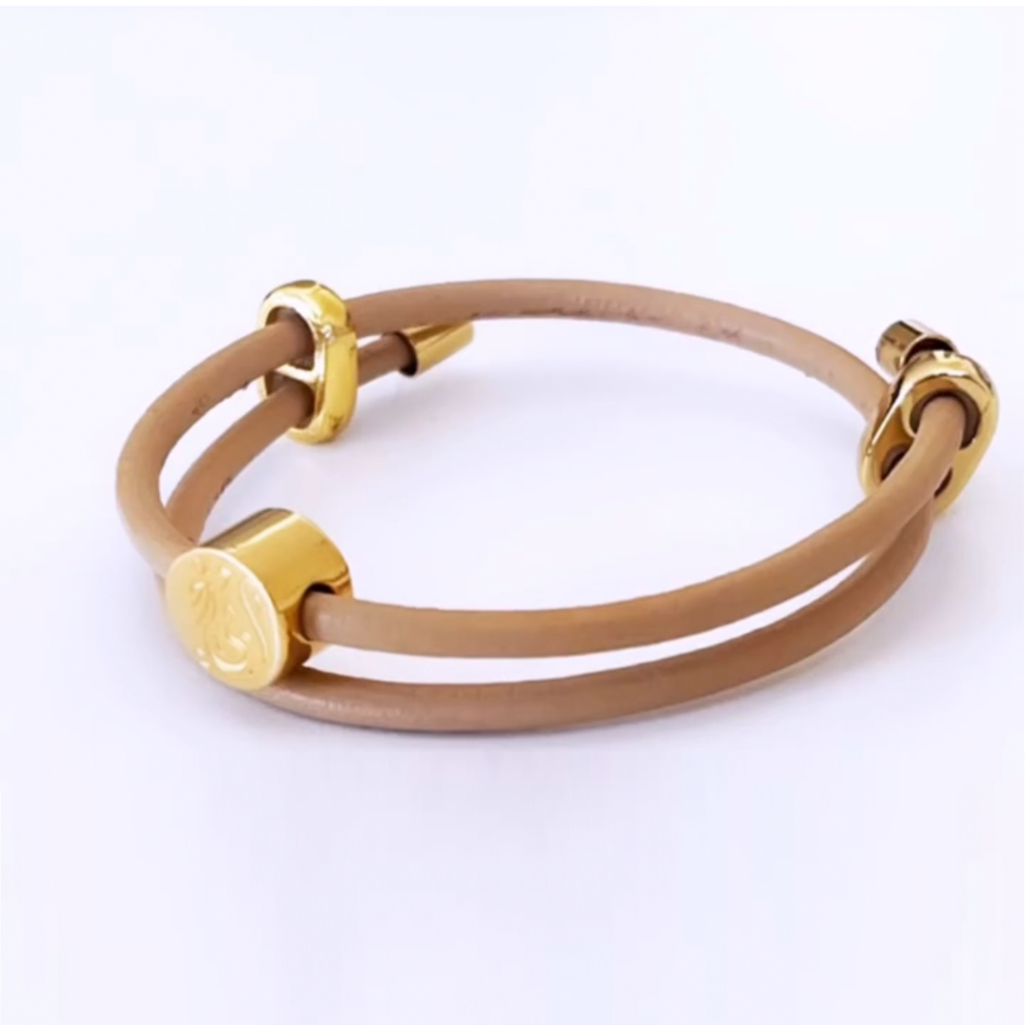 Custom Calligraphy Leather Wrap Bangle - Mini Medallion