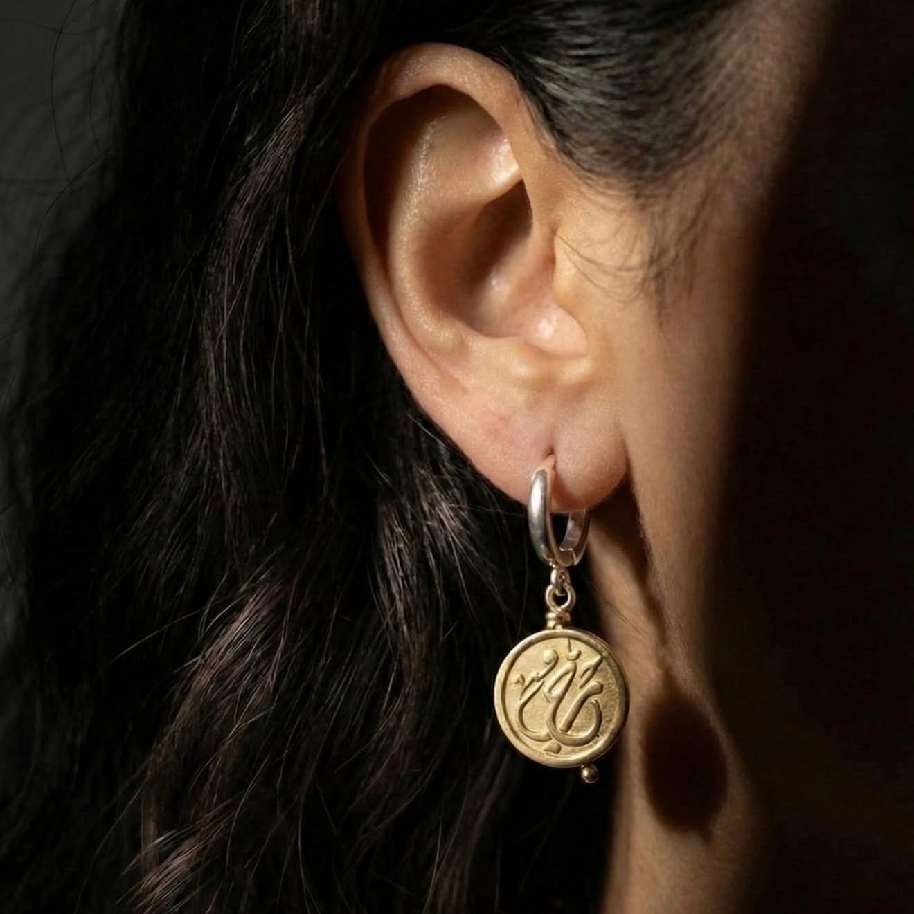 Custom Calligraphy Two-Tone Drop Earrings
