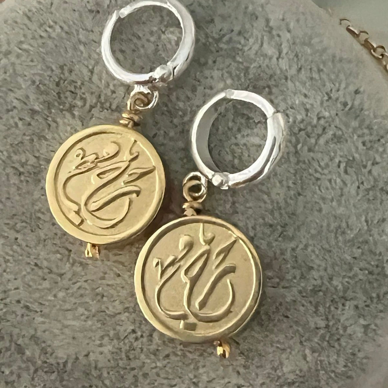 Custom Calligraphy Two-Tone Drop Earrings