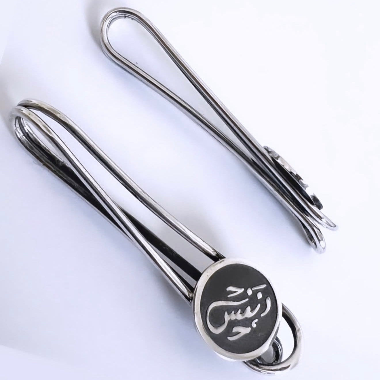 Custom Calligraphy Sterling Silver Tie Tack