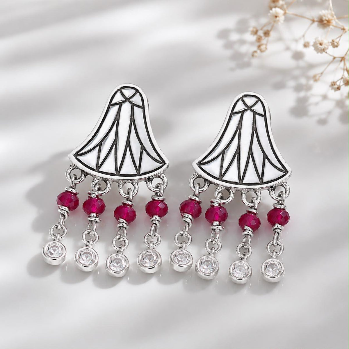 Lotus Ruby Earrings