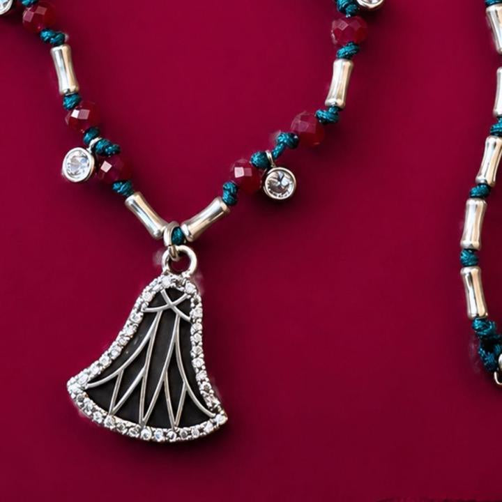 Egyptian Lotus Fan Necklace - Teal & Ruby