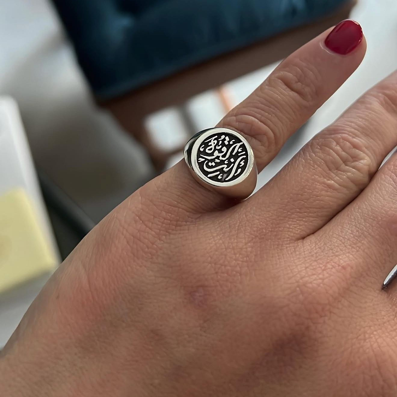 Custom Calligraphy Signet Round Ring