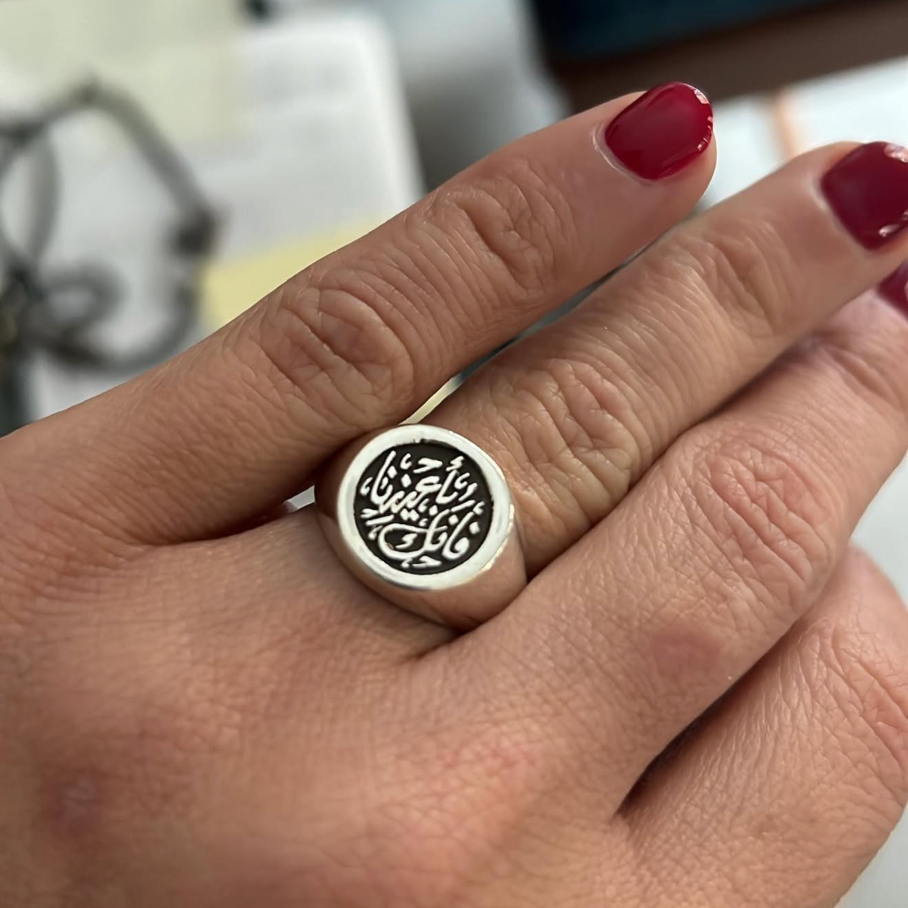 Custom Calligraphy Signet Round Ring