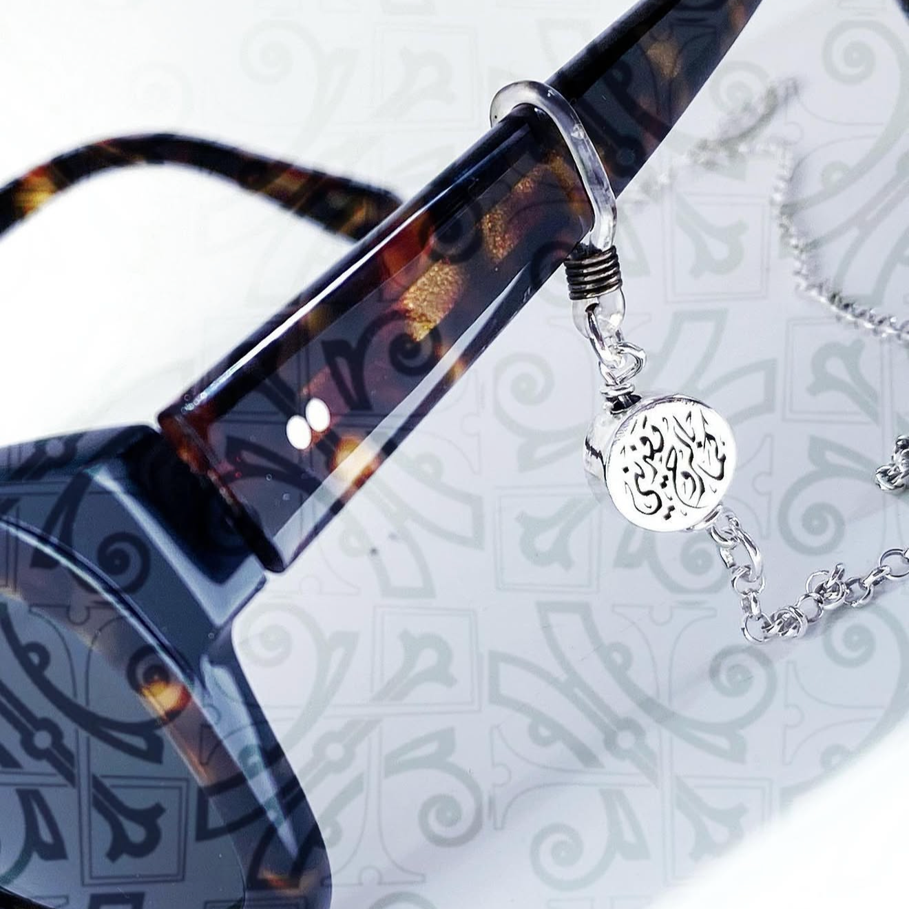 Custom Calligraphy Eyewear Chain  - Silver Chain
