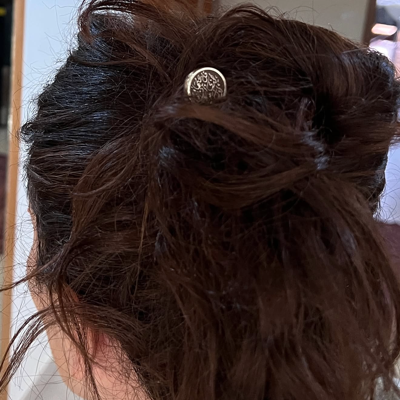 Custom Calligraphy Sterling Silver Hair Pin & Genuine Leather Sleeve