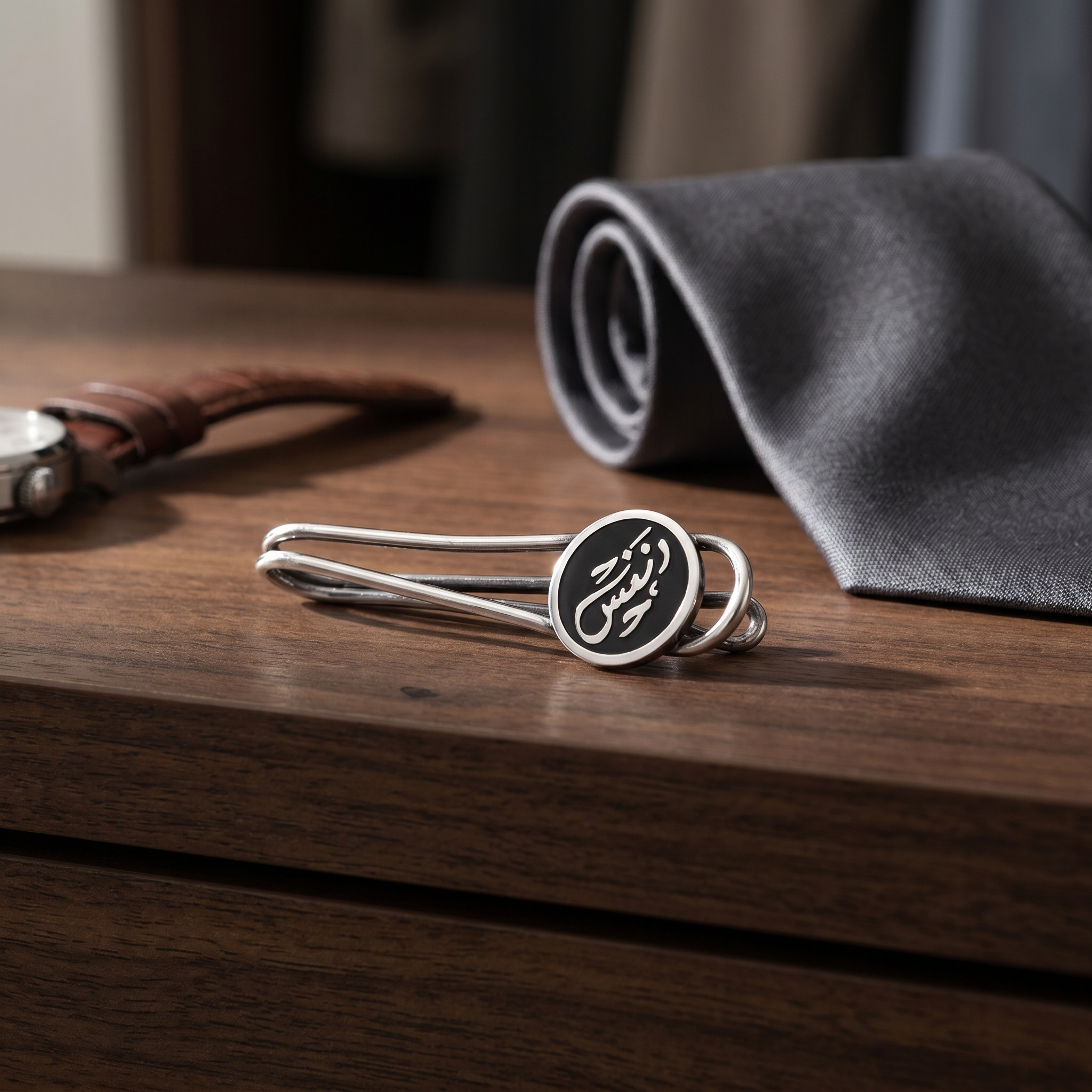 Custom Calligraphy Sterling Silver Tie Tack