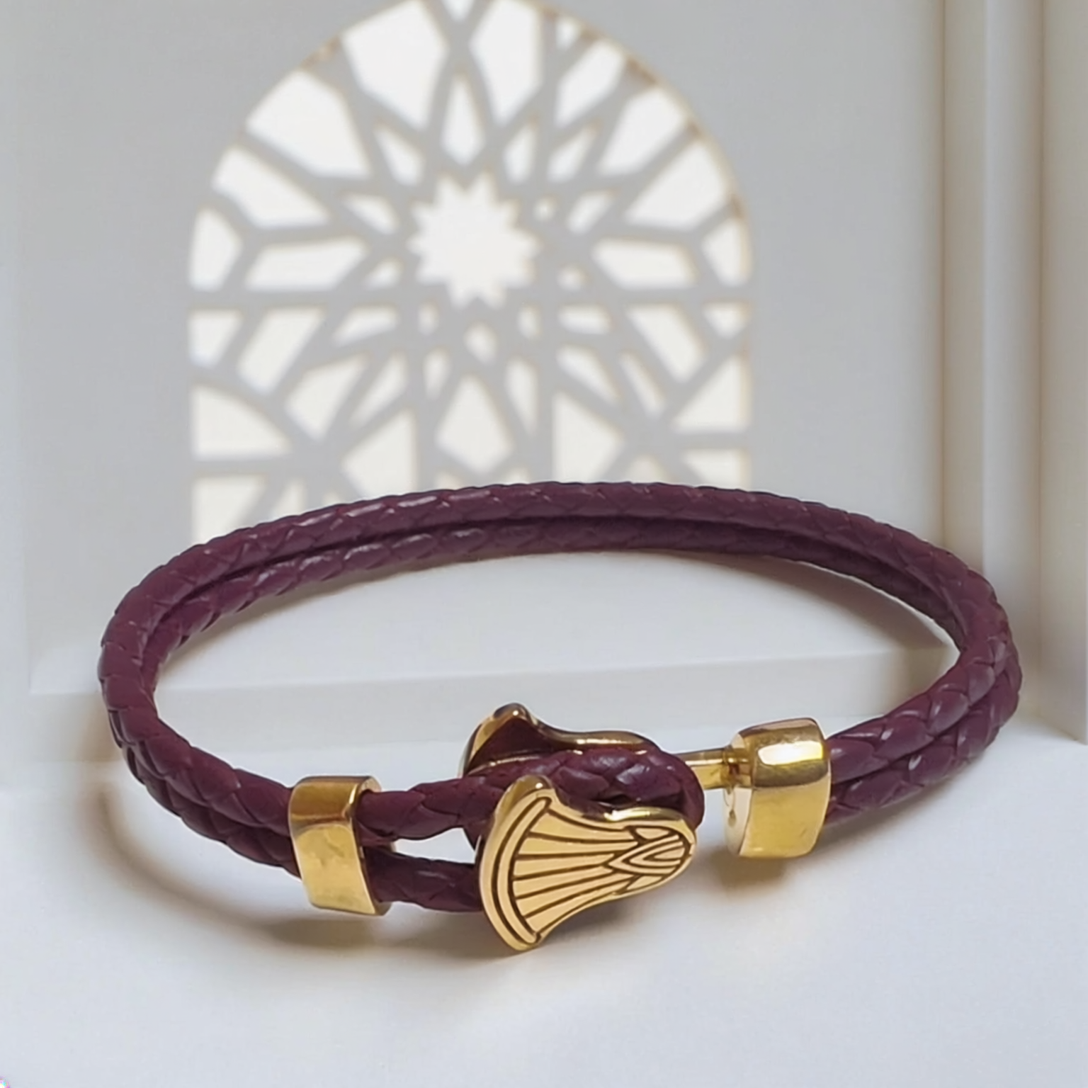 Lotus Bloom Braided Leather Bracelet