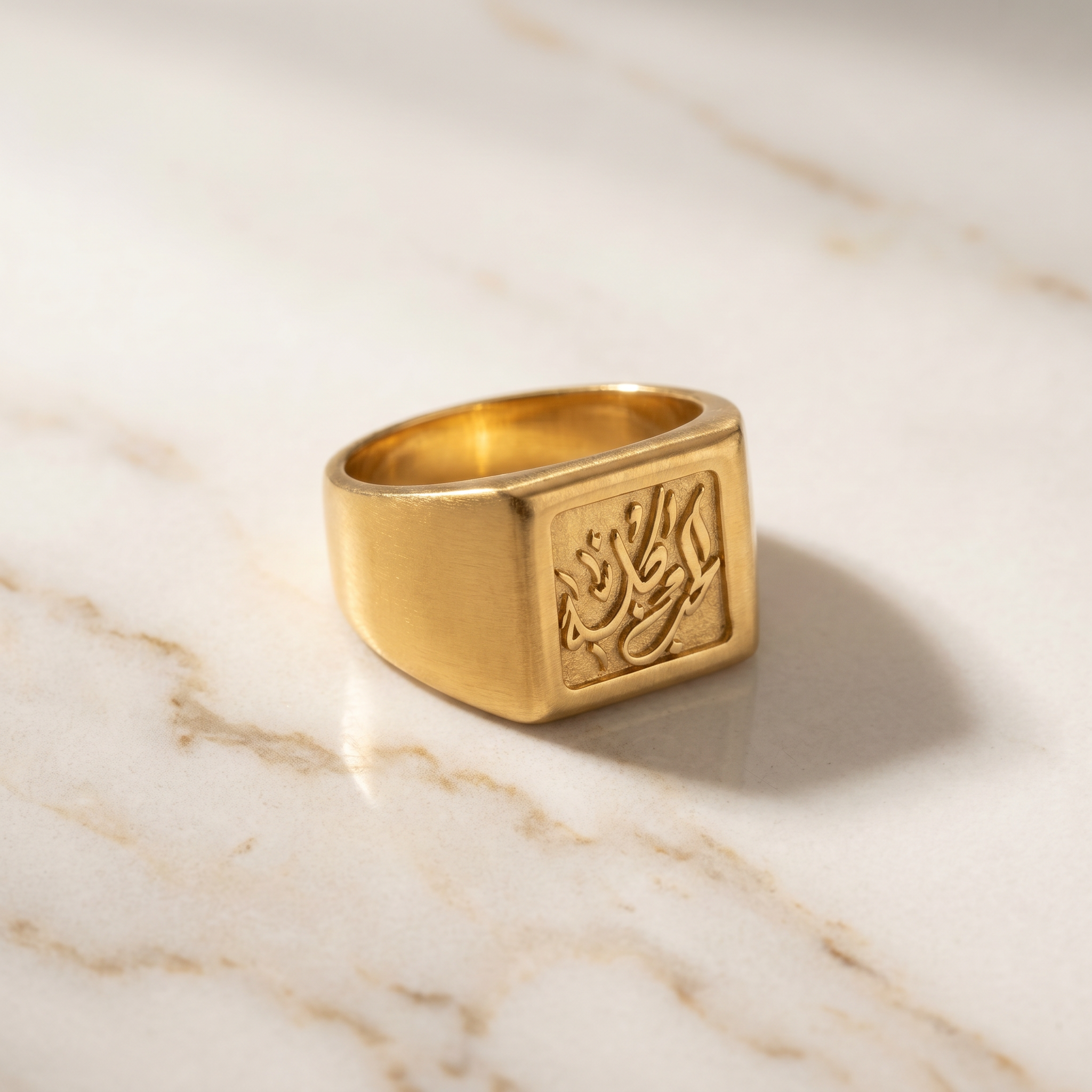 Custom Calligraphy Signet Square Ring