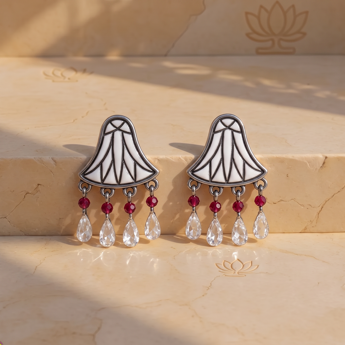 Lotus Ruby Earrings