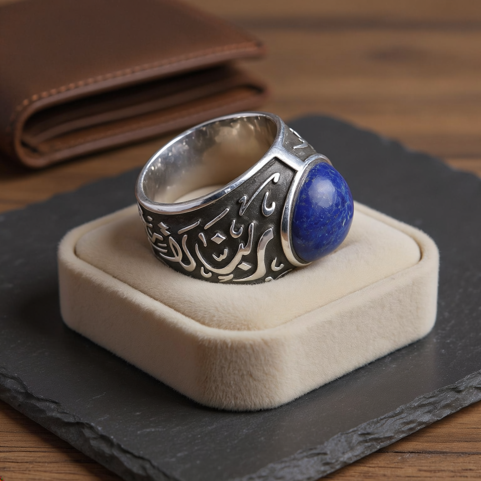 Lapis Lazuli Calligraphy Statement Ring