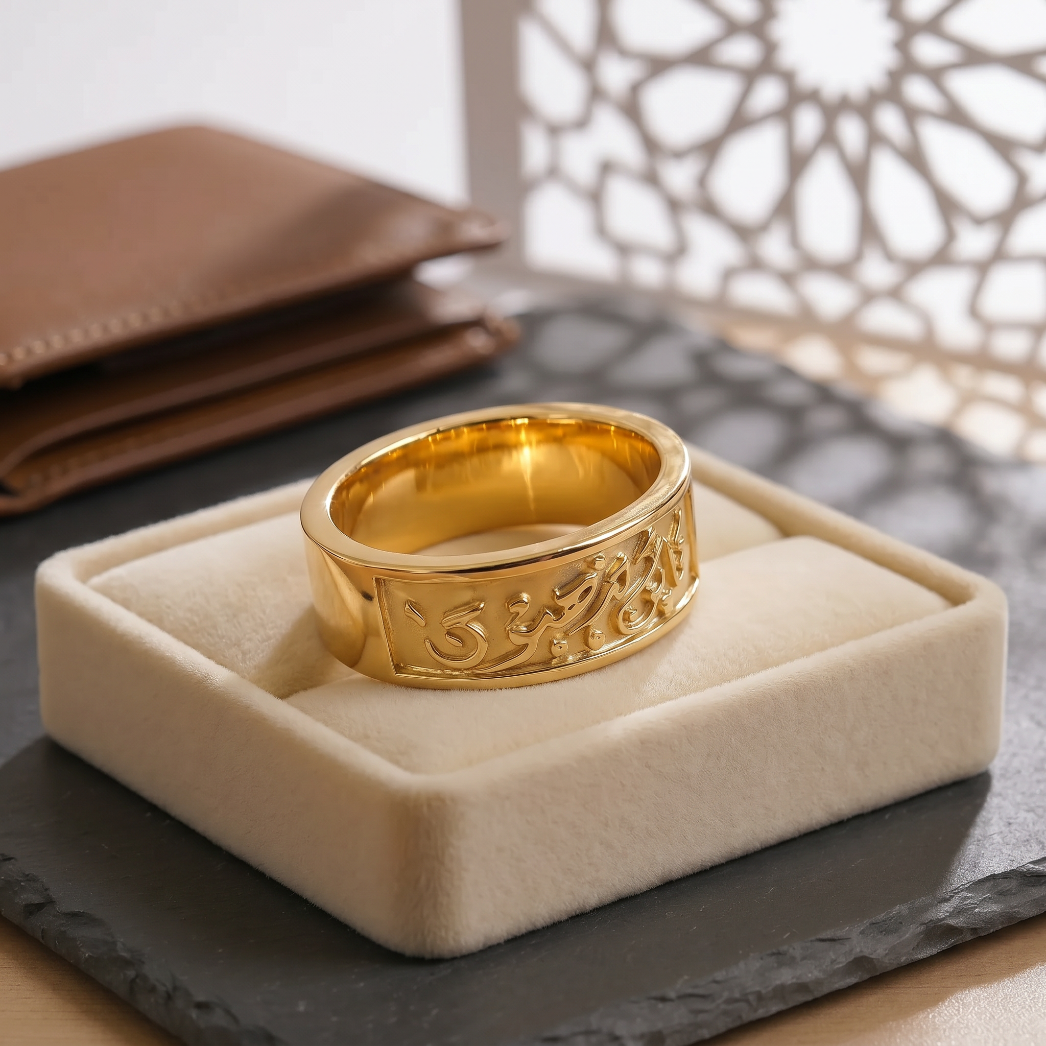 Custom Raised Calligraphy Matte Band Ring