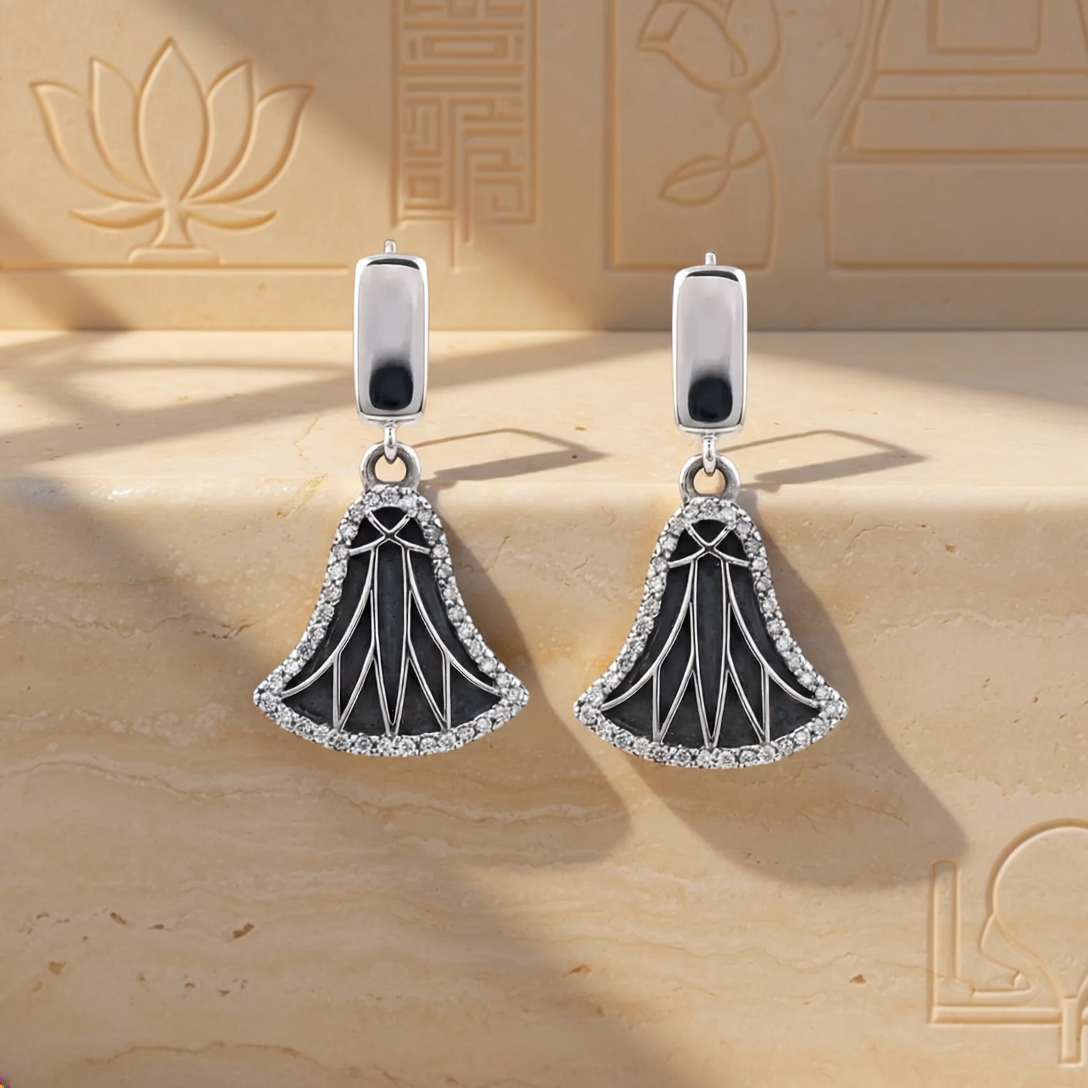 Lotus Noir Earrings